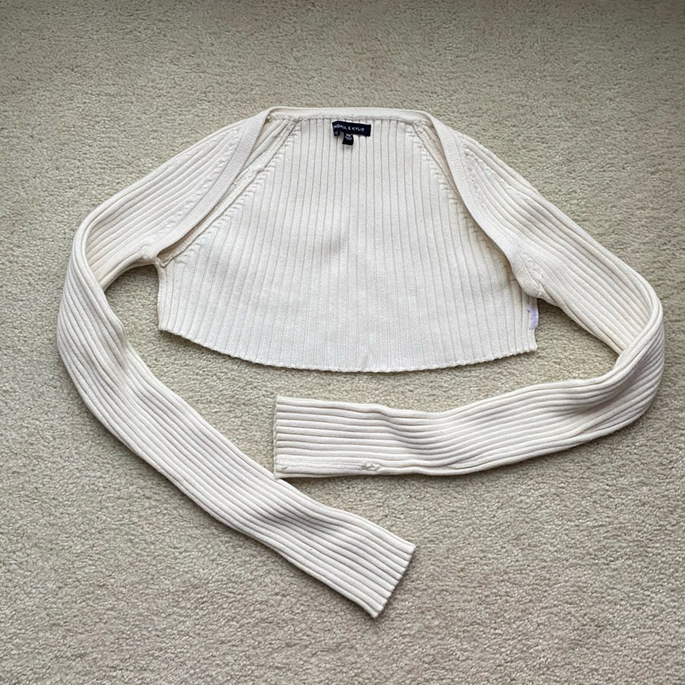 PacSun Cream Ribbed Knit Shrug